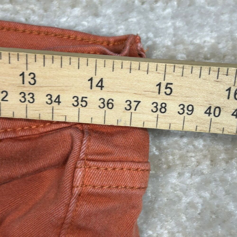 Sneak Peek Jeans Womens 11 Flare Frayed Hem Distressed Rust Orange Bootcut - Picture 7 of 13